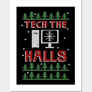 Tech the Halls Ugly Computer Geek Festive Christmas Posters and Art